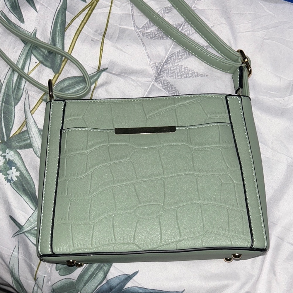 Mint Green Croc-Embossed Women's Bag